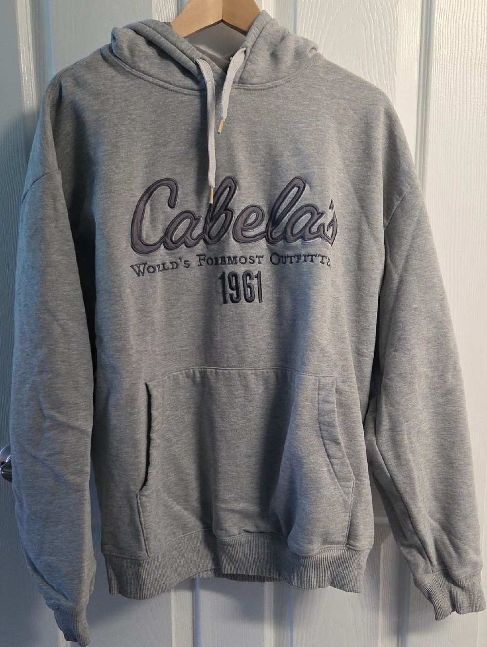 Cabela's Gray Pullover Hoodie with Script Logo